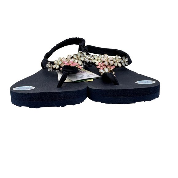 New Skechers Cali Meditation Navy blue Multicolor Daisy Embellish thong sandal 6 - Picture 4 of 9